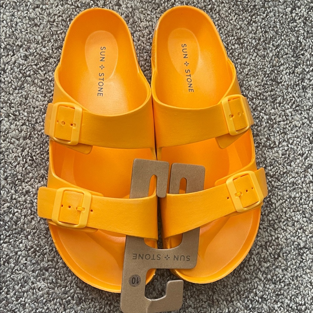 Sun + Stone Men Bright Orange Sandals